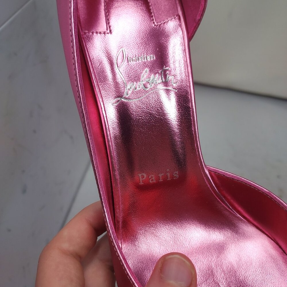 Christian Louboutin Metallic Pink Pointed Toe Pumps - Picture 6 of 11